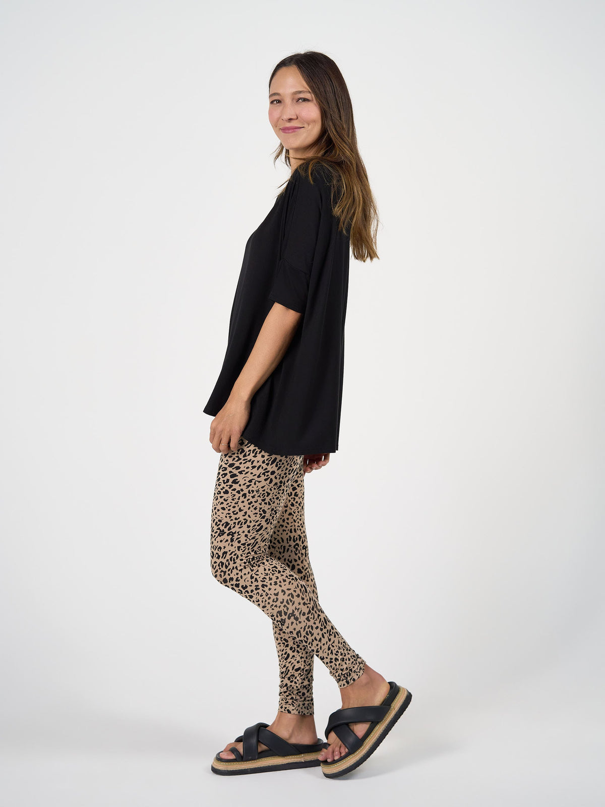 Lou Lou Gina Oversized Slouch Bamboo T-Shirt (Black)