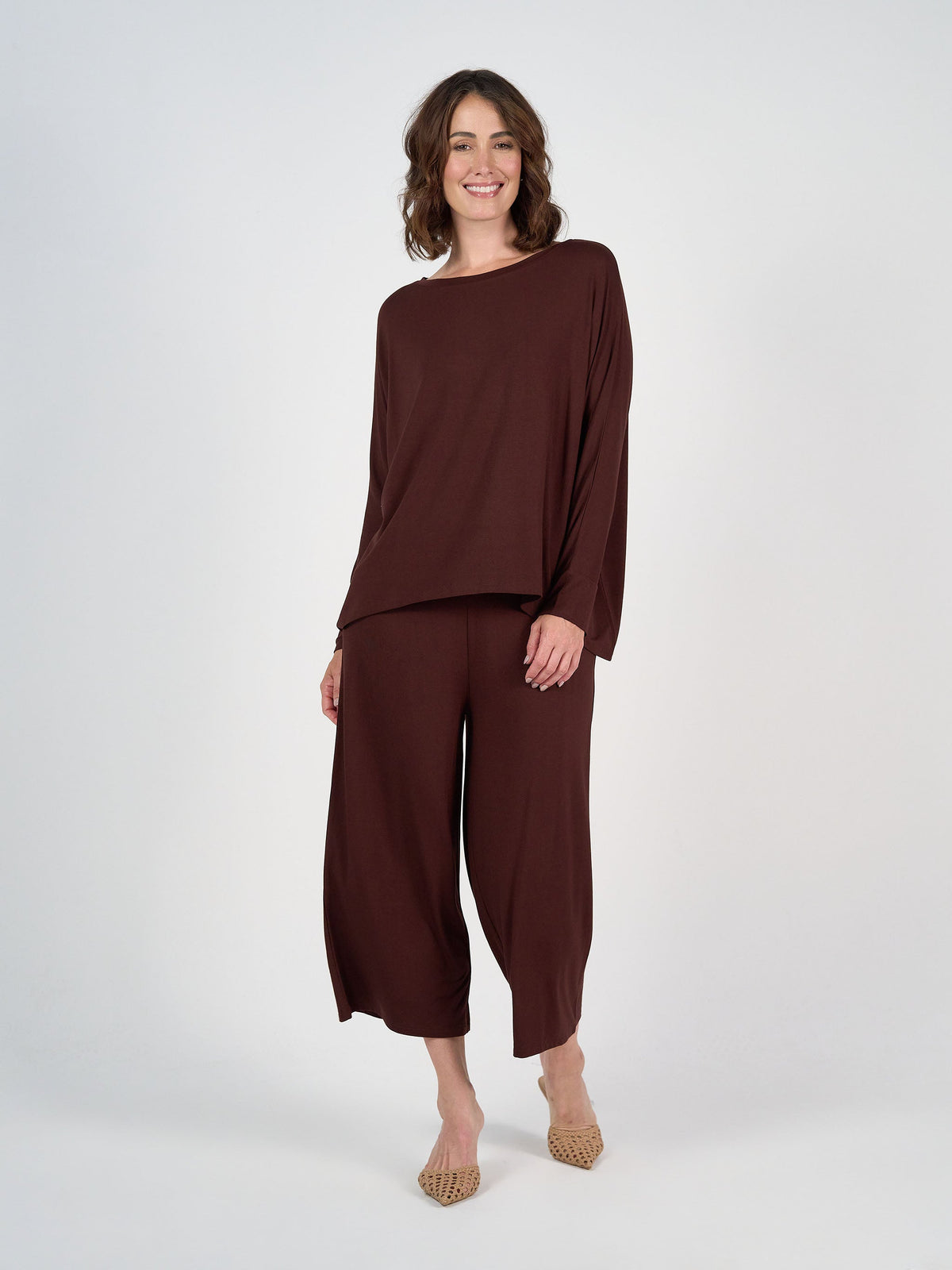 Lou Lou Gina Long Sleeved Bamboo Top (Burgundy)