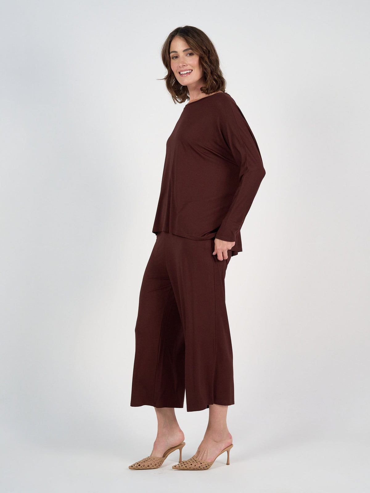 Lou Lou Gina Long Sleeved Bamboo Top (Burgundy)