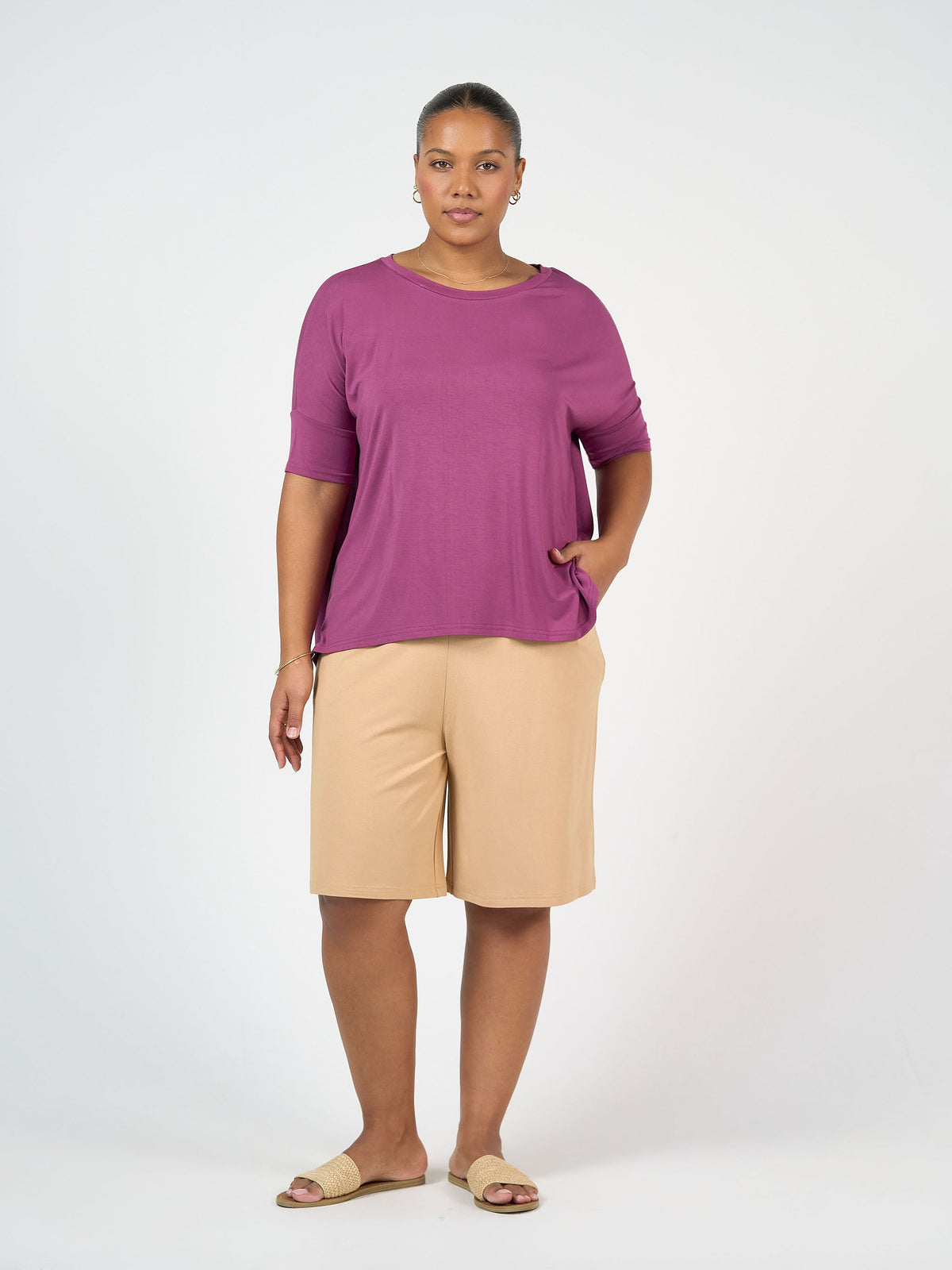 Lou Lou Simone Wide Leg Bamboo Shorts (Tan)