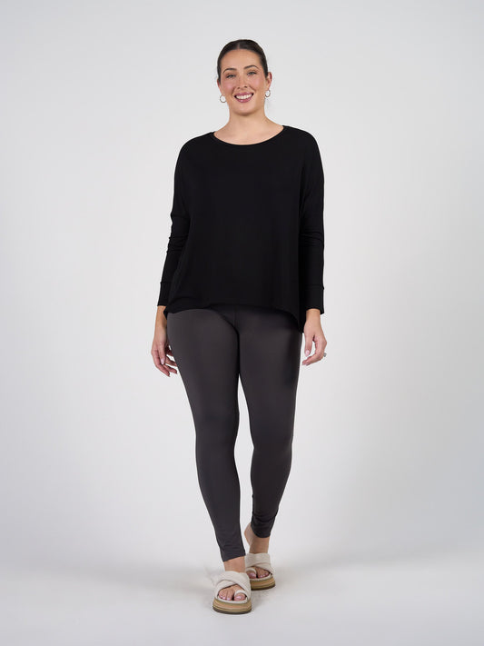 Lou Lou Gina Long Sleeved Bamboo Top (Black)