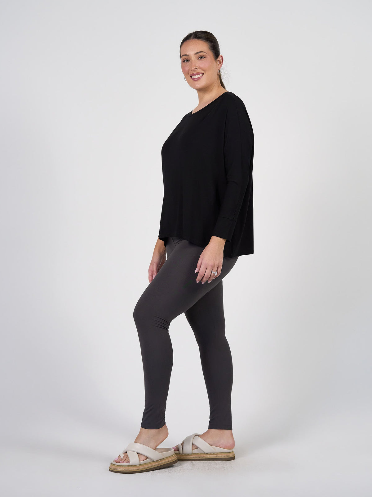 Lou Lou Gina Long Sleeved Bamboo Top (Black)