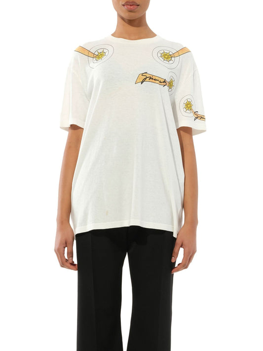 Image of a model wearing Tops. Productname: GIVENCHY Aries Print T-Shirt in Ecru colour by brand - GIVENCHY