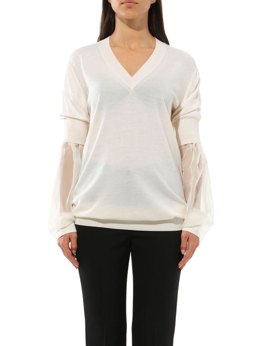 Image of a model wearing Outerwear. Productname: GIVENCHY Classic Pullover in White colour by brand - GIVENCHY