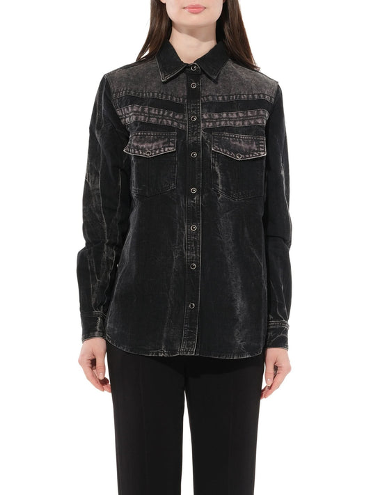 Image of a model wearing Tops. Productname: GIVENCHY Long Sleeve Shirts in Black colour by brand - GIVENCHY