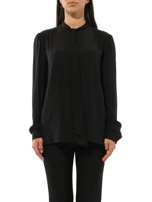 Image of a model wearing Tops. Productname: GIVENCHY Long Sleeve Top in BLACK colour by brand - GIVENCHY