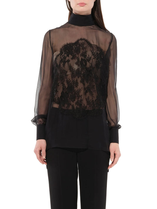 Image of a model wearing Tops. Productname: GIVENCHY Podium Blouse in BLACK colour by brand - GIVENCHY
