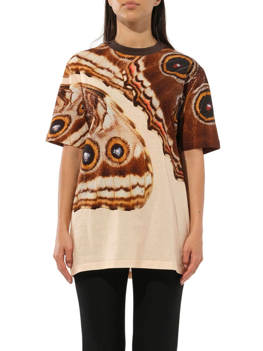 Image of a model wearing Tops. Productname: GIVENCHY Podium T-Shirt wth Butterfly Print in MULTICOLOR colour by brand - GIVENCHY