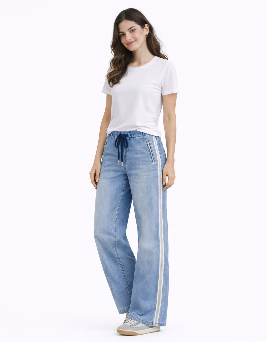 Italian Star Glam Track Jean (Silver Stripe)