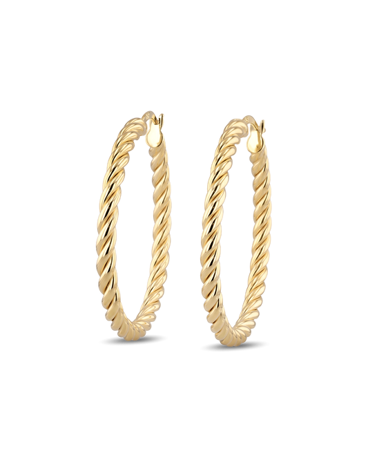 Image of Earrings. Product name - Grace Gold Hoop Earrings in colour by brand - LAVANA