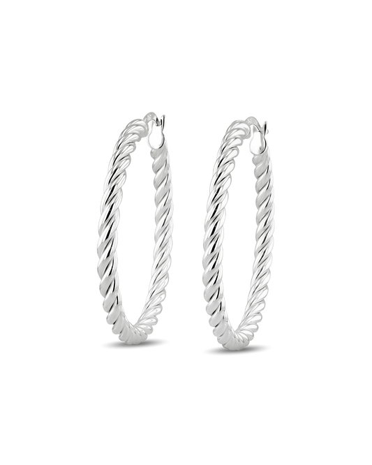 Image of Earrings. Product name - Grace Silver Hoop Earrings in colour by brand - LAVANA