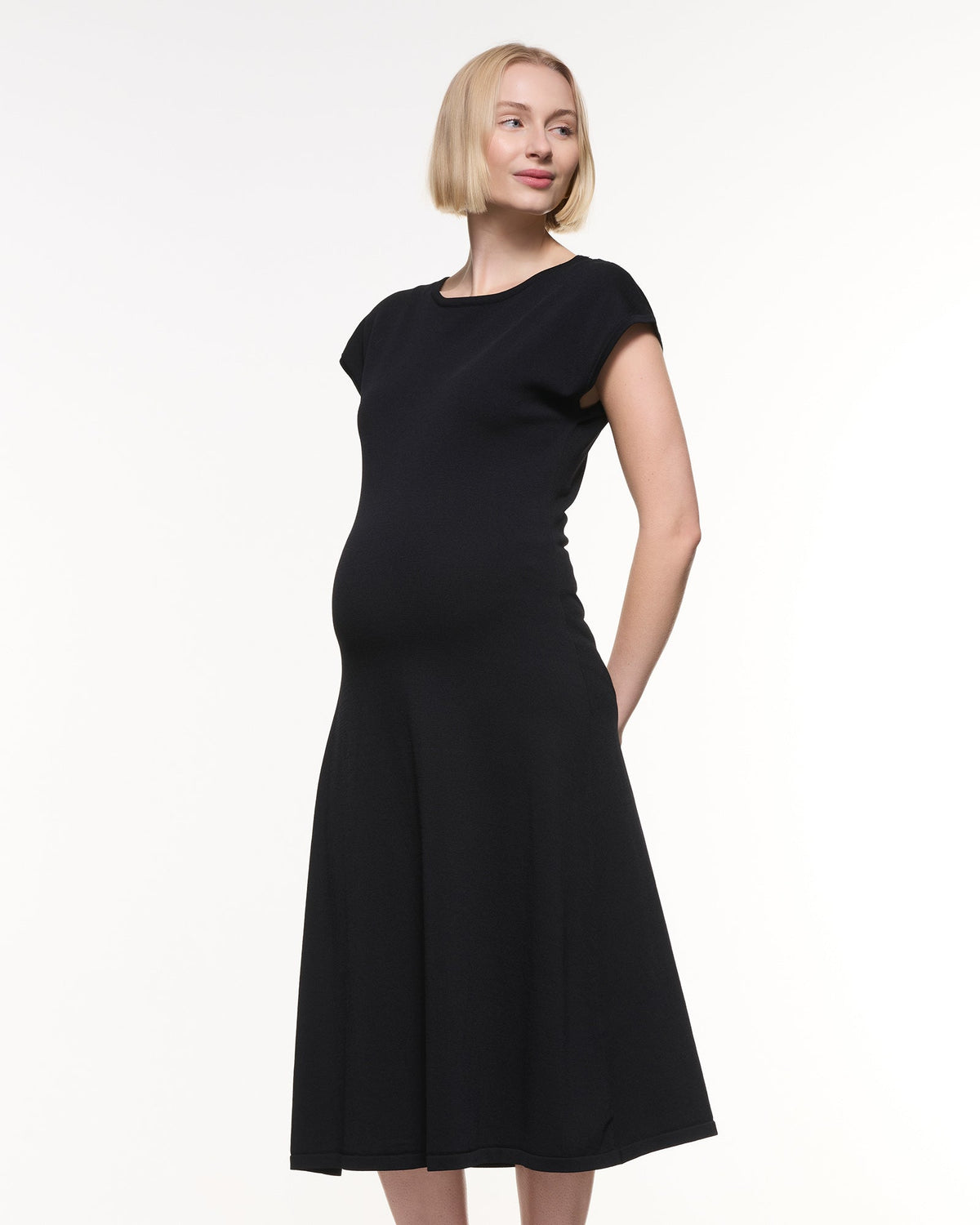 Soon Maternity Grace Cap Sleeve Dress (Black)