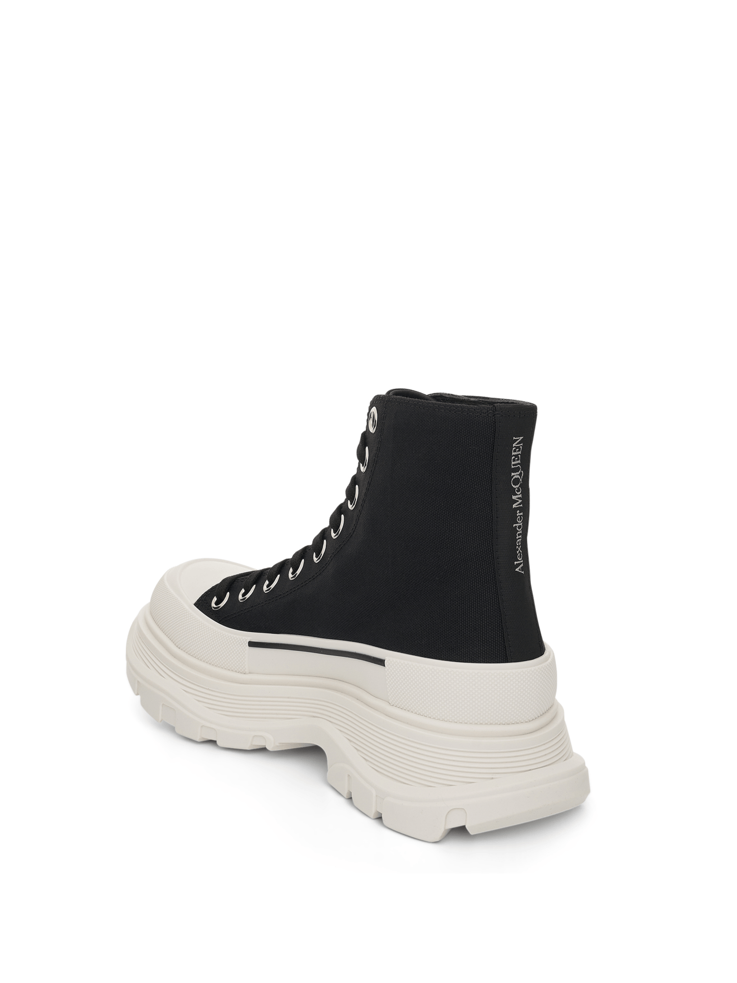 ALEXANDER MCQUEEN Tread Slick Canvas Lace-Up Boots (Black)