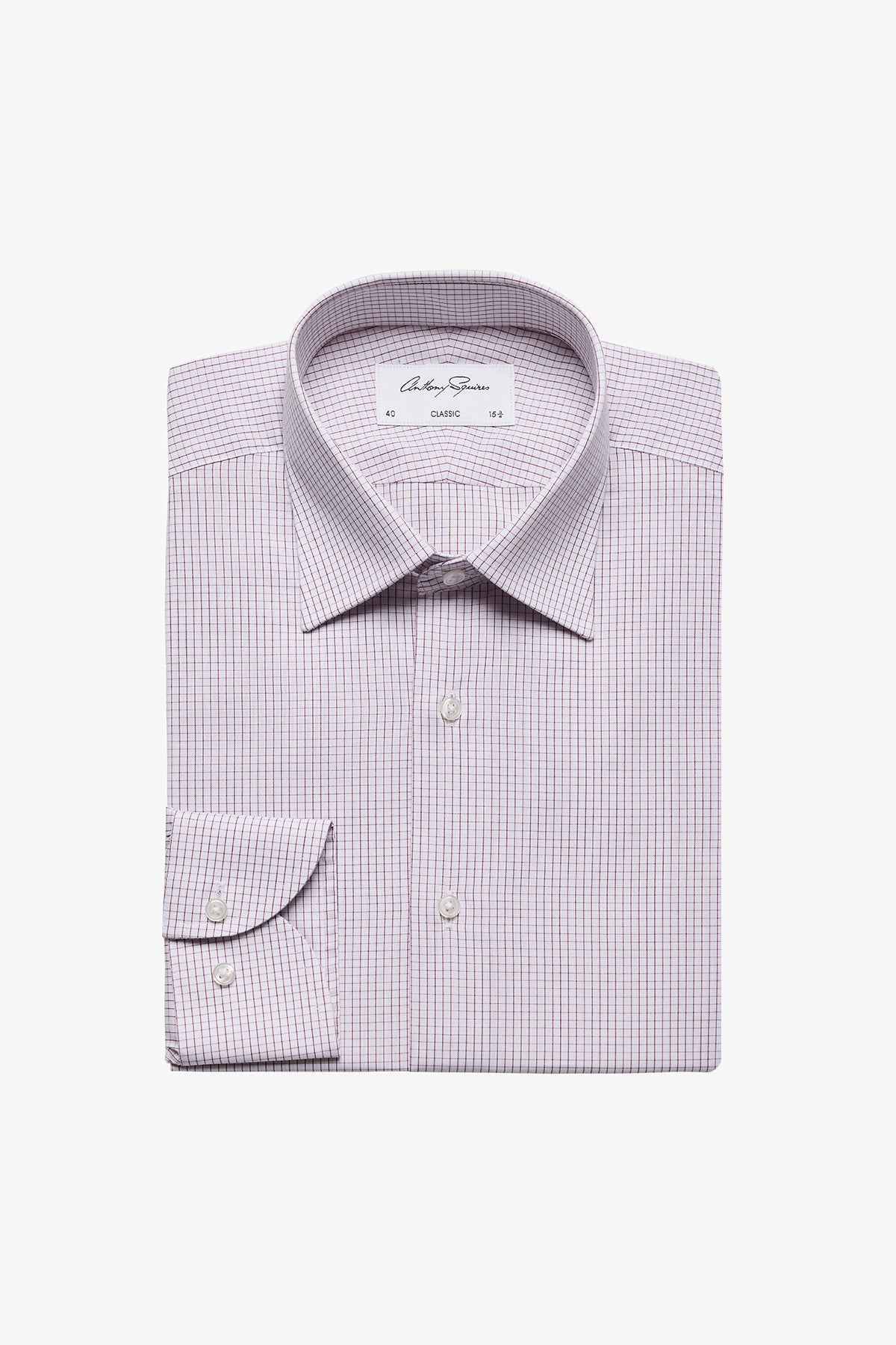 Anthony Squires Gus Formal Shirt Minicheck (Burgundy)