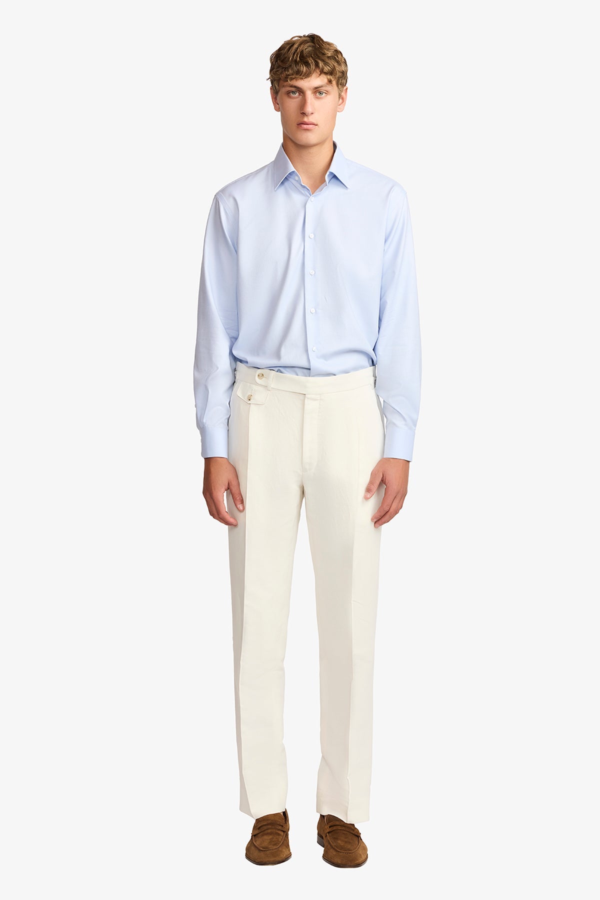 Image of Shirts. Product name - Gus formal shirt blue twill in Blue colour by brand - Anthony Squires