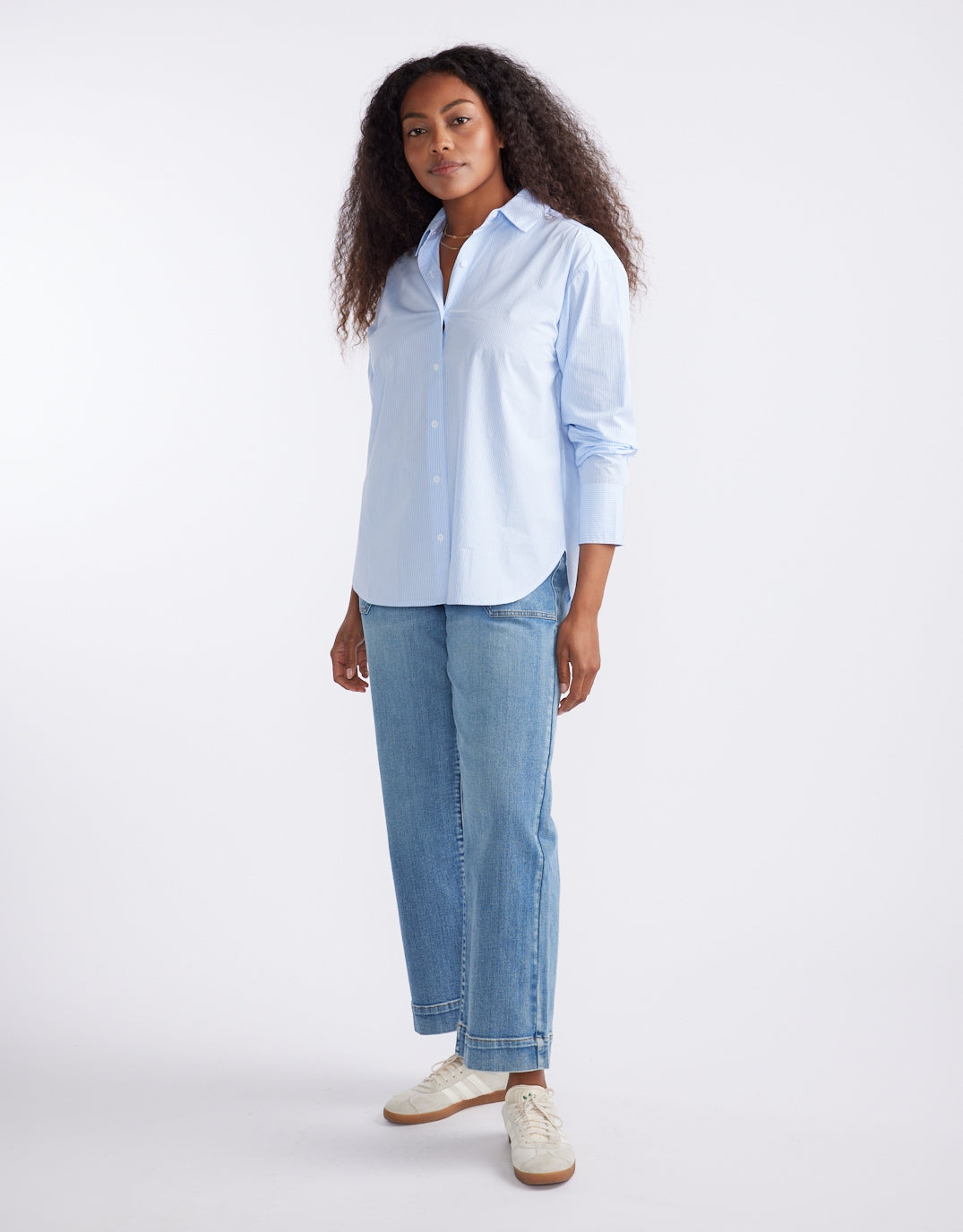 White & Co. Hayley Classic Shirt (Blue Thin Stripe)