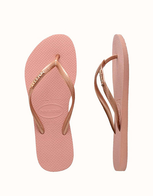 Havaianas® Slim Metal Logo Thongs (Black/Gold)