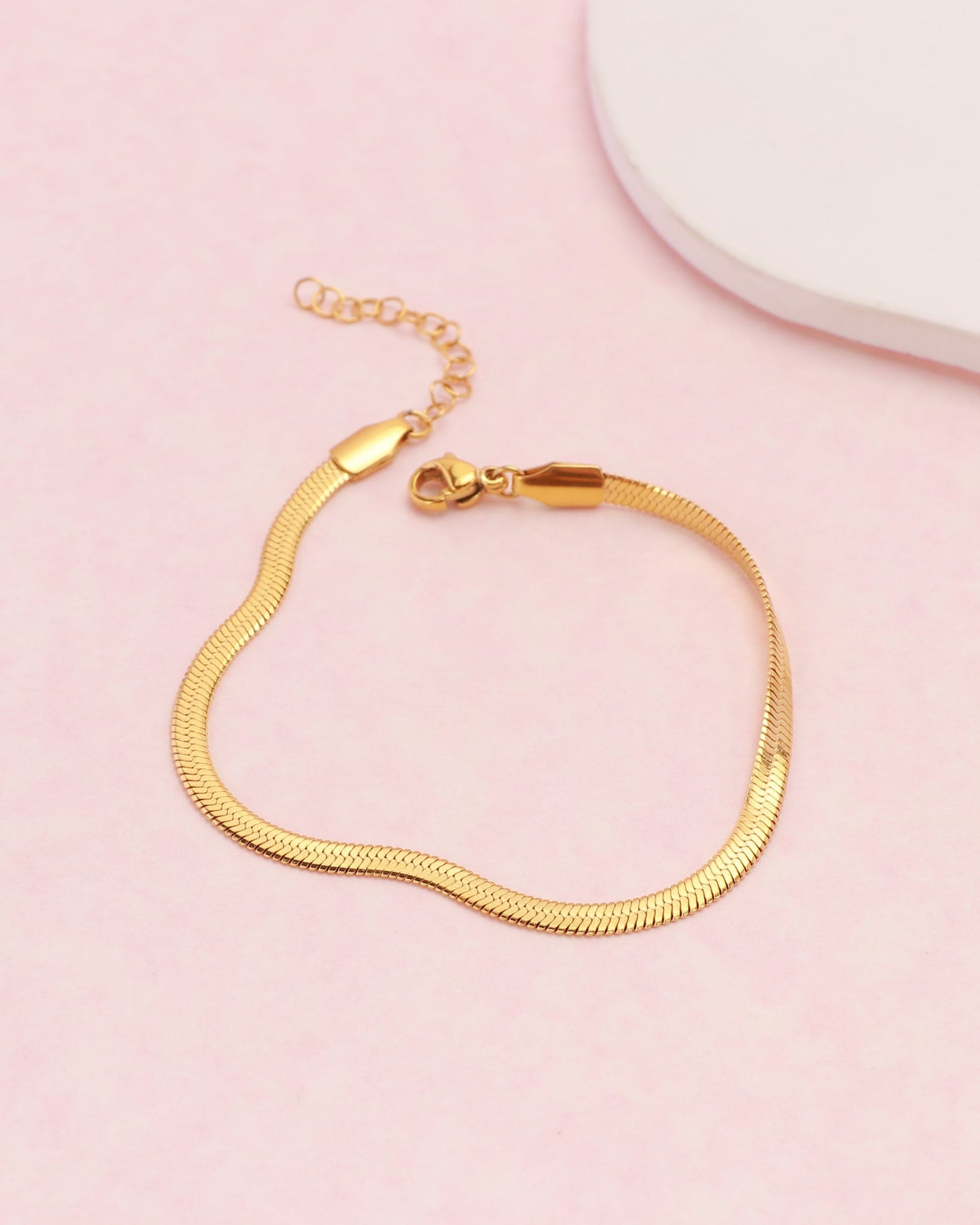 Image of Accessories. Product name - Sabine Gold Thin Snake Chain Bracelet in Gold colour by brand - Heychic