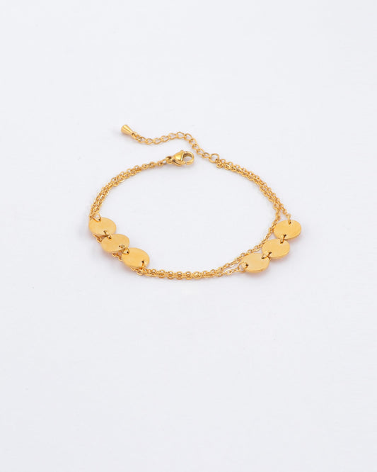 Image of Accessories. Productname: Mara Gold Circle Chain Bracelet in Gold colour by brand - Heychic