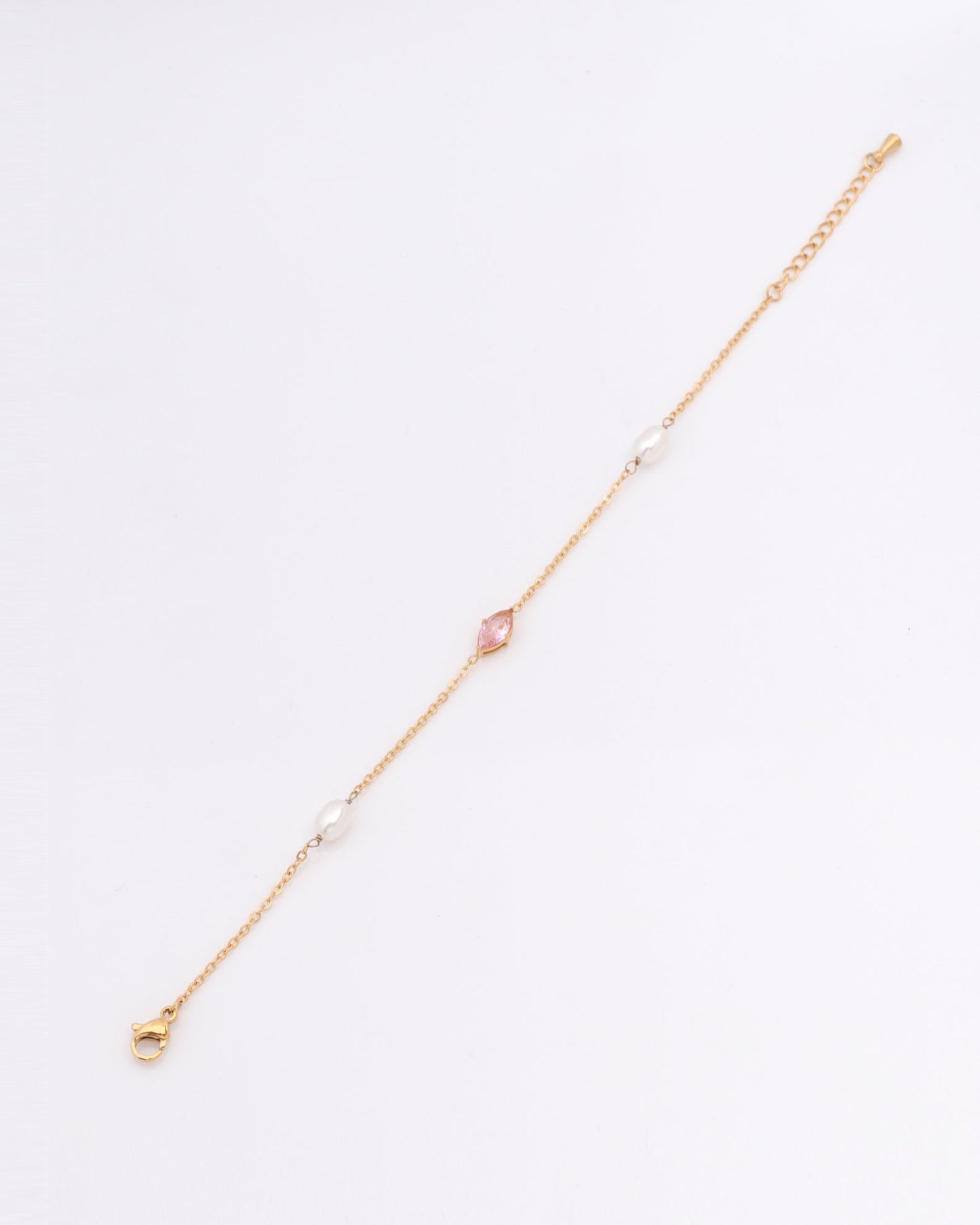 Heychic Rose Zirconia and Pearl Bracelet (Pink)