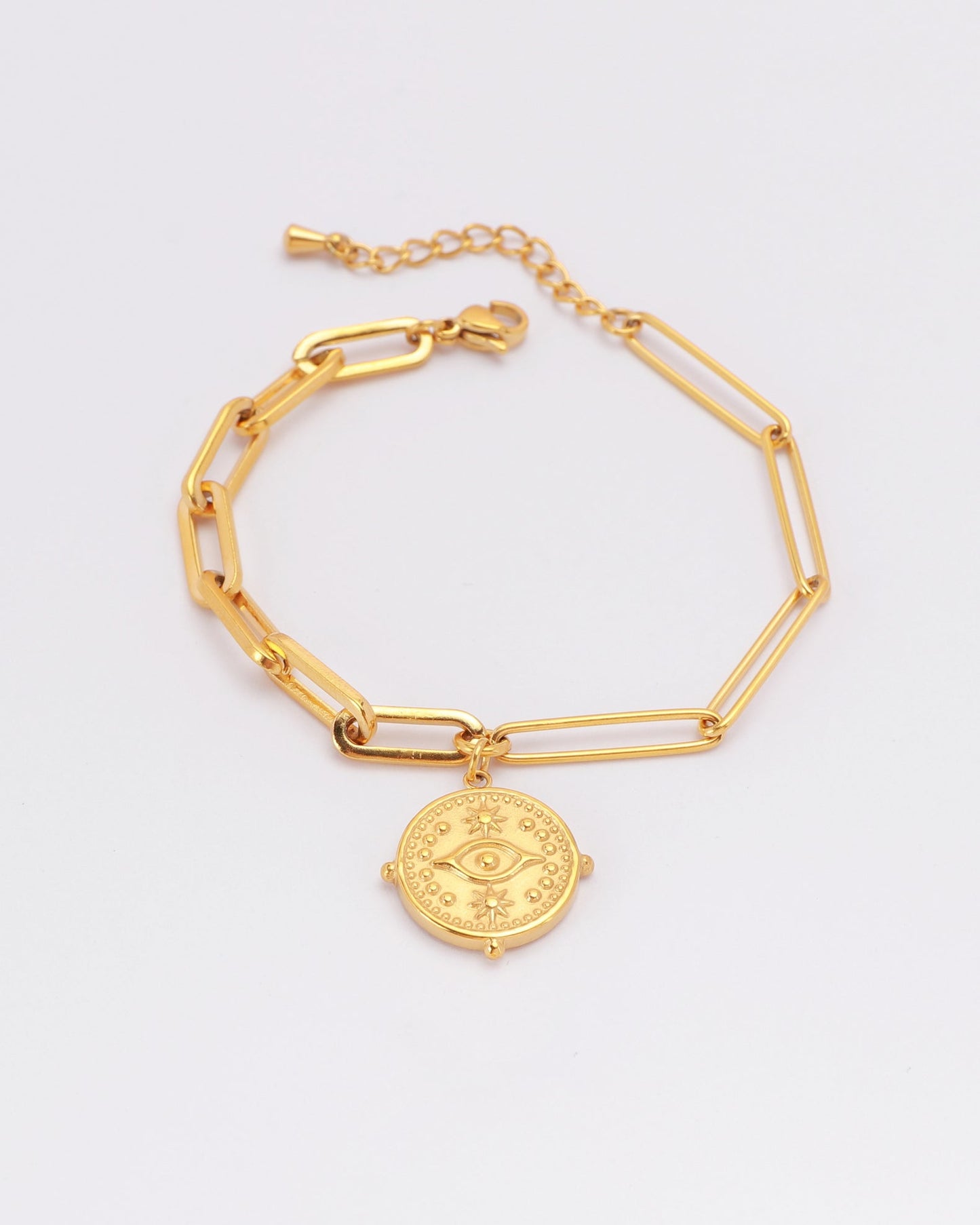 Heychic Evil Eye Coin Chain Bracelet (Gold)