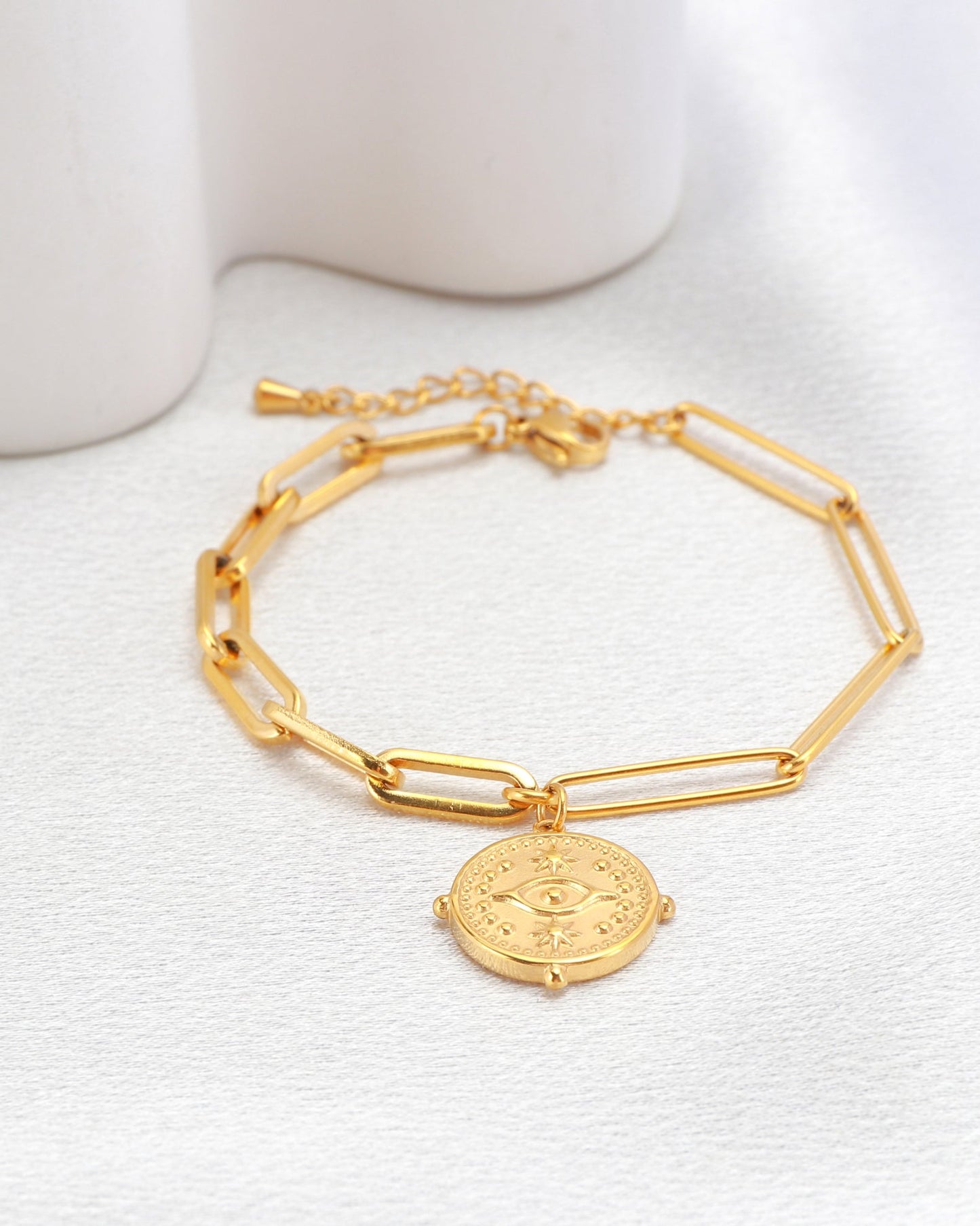 Heychic Evil Eye Coin Chain Bracelet (Gold)