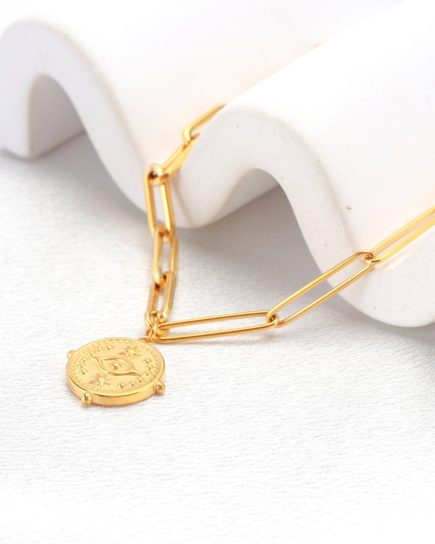Heychic Evil Eye Coin Chain Bracelet (Gold)