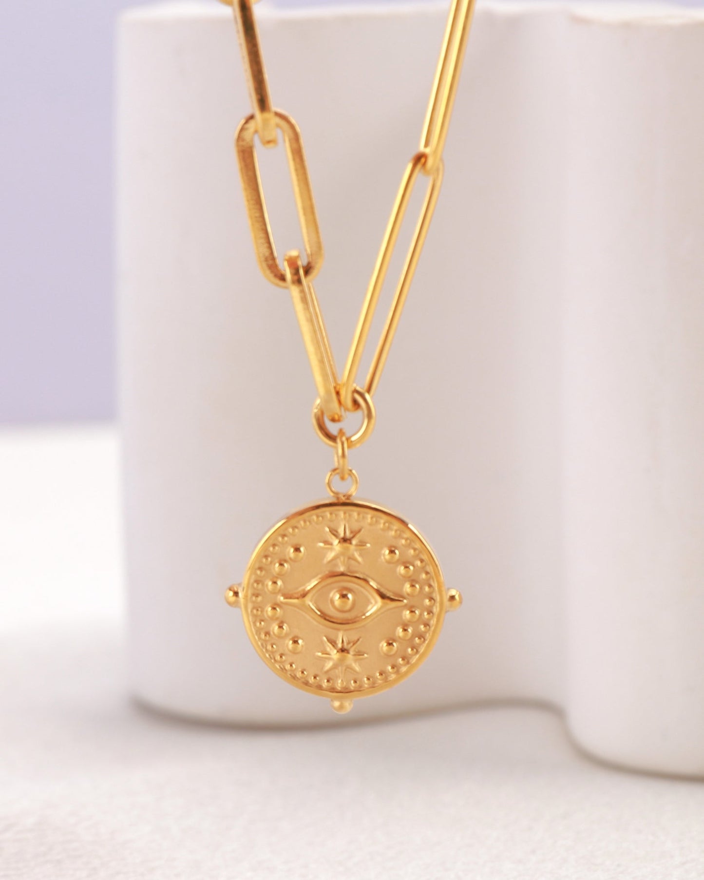 Image of Accessories. Product name - Evil Eye Gold Coin Chain Bracelet in Gold colour by brand - Heychic
