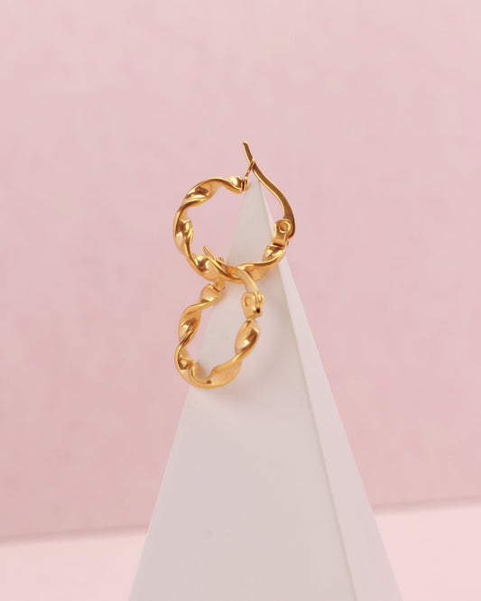 Image of Accessories. Productname: Josephine Gold Small Twist Hoop Earrings in Gold colour by brand - Heychic