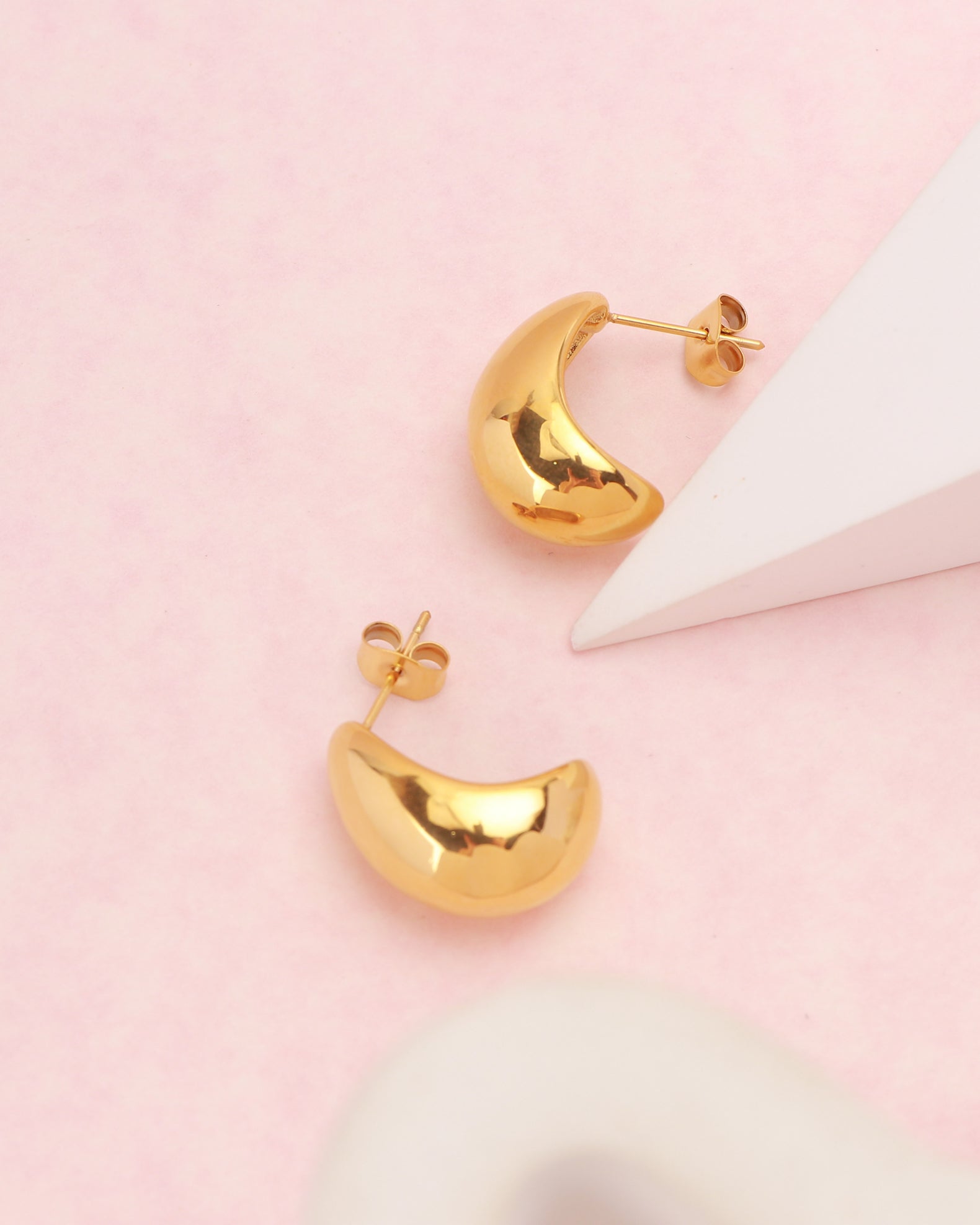 Image of Accessories. Product name - Cirina Gold Dome Earrings in Gold colour by brand - Heychic