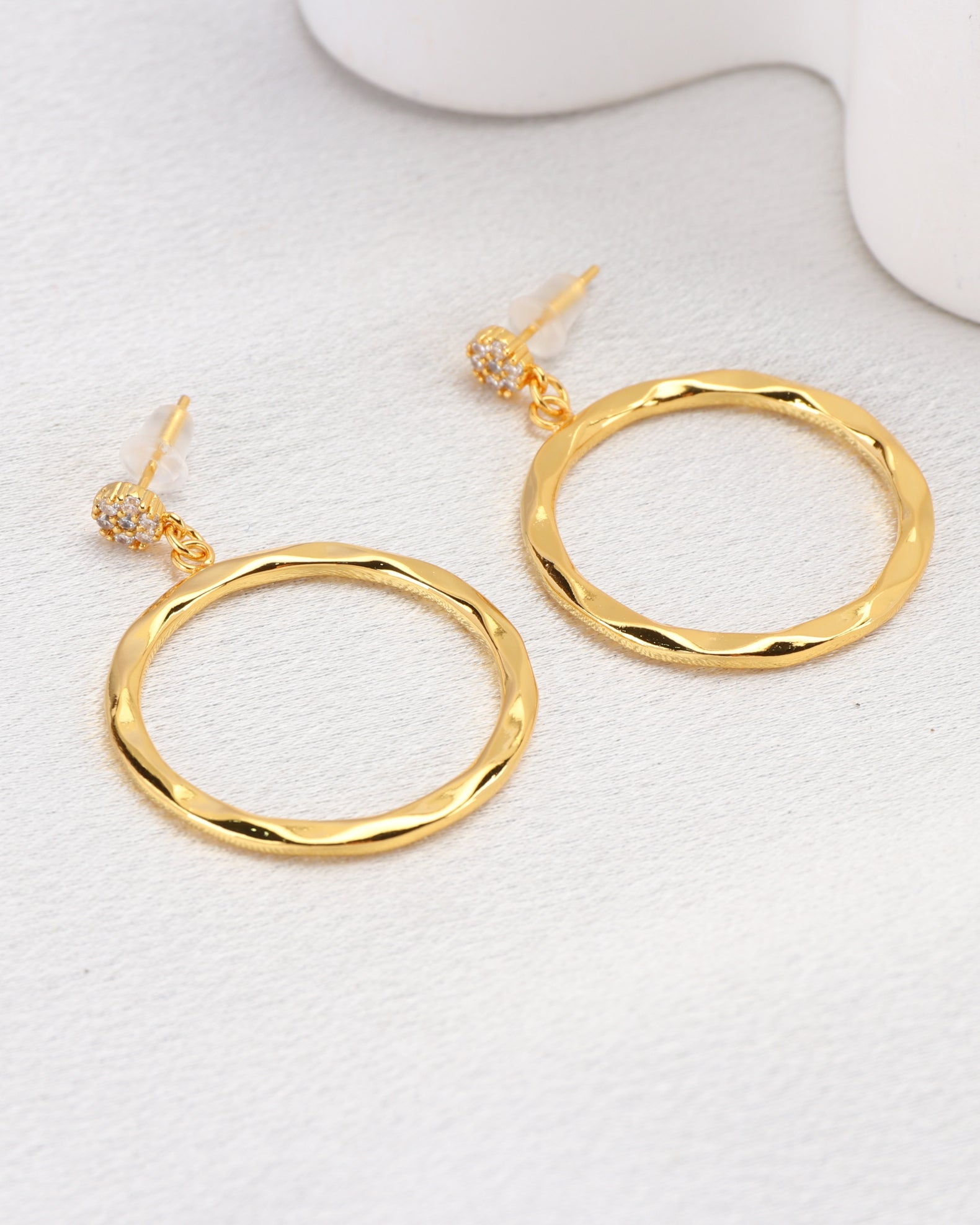 Image of Accessories. Product name - Anastasia Gold Irregular Circle Earrings in Gold colour by brand - Heychic
