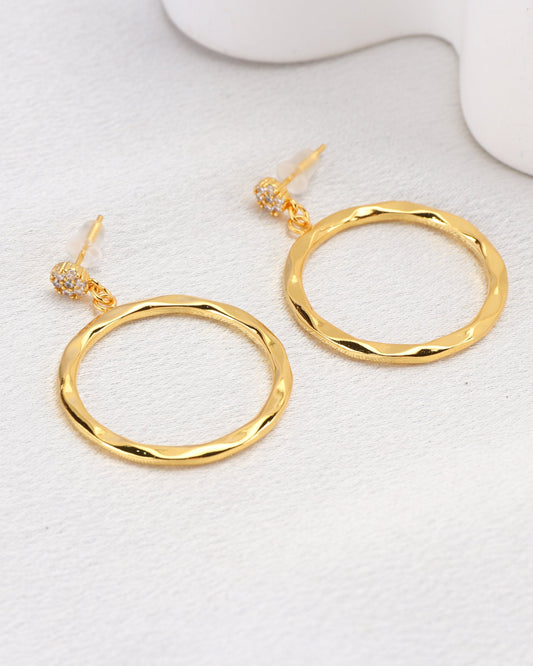 Image of Accessories. Product name - Anastasia Gold Irregular Circle Earrings in Gold colour by brand - Heychic