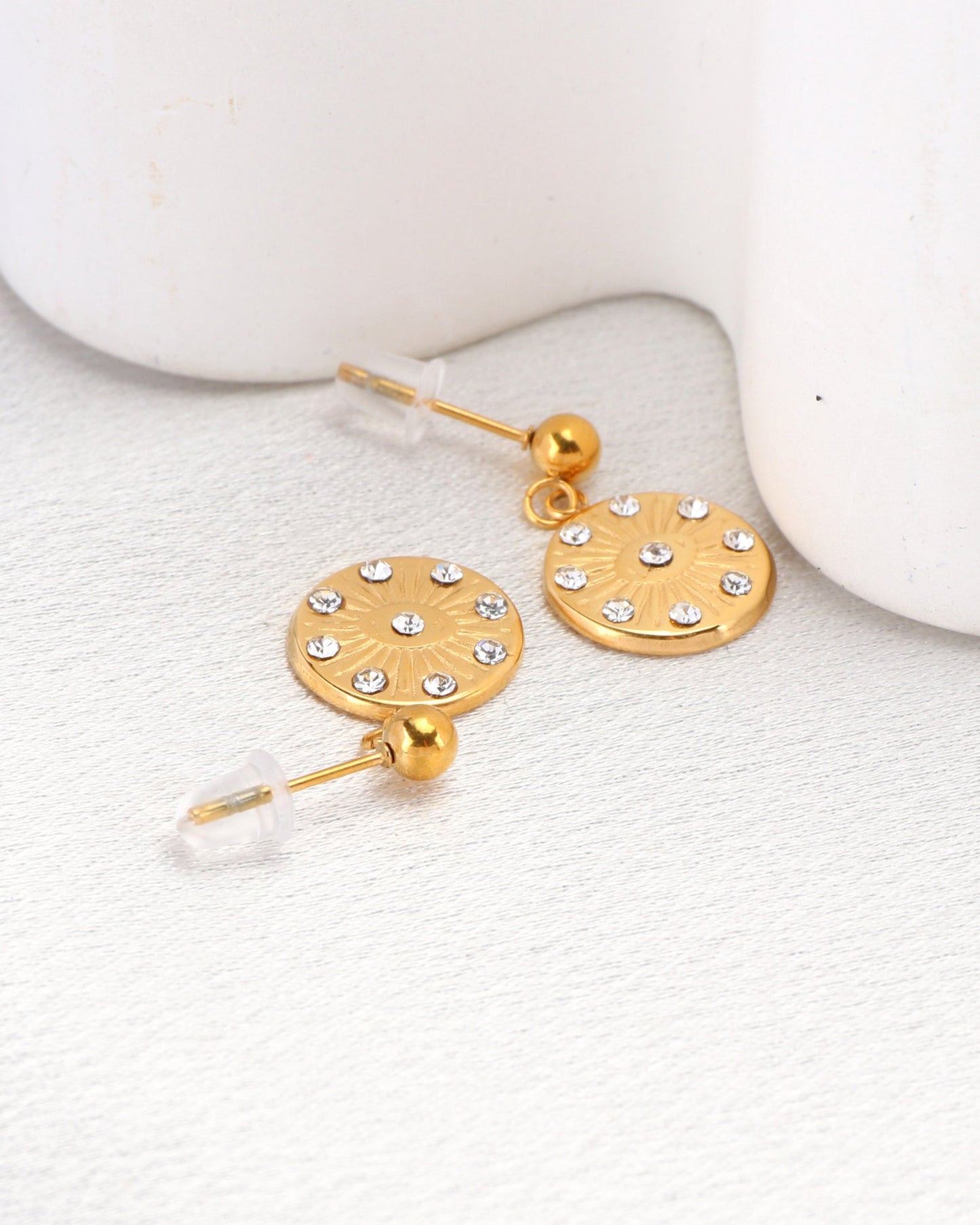 Image of Accessories. Productname: Zariah Gold Eye Zirconia Earrings in Gold colour by brand - Heychic
