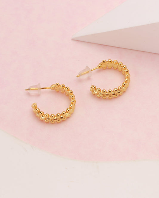Image of Accessories. Productname: Betty Beaded Gold Cuff Hoop Earrings in Gold colour by brand - Heychic