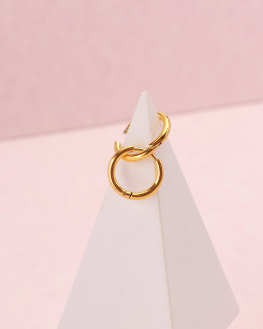 Image of Accessories. Productname: Luminara Gold Small Hoop Earrings in Gold colour by brand - Heychic