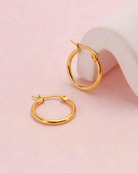 Image of Accessories. Productname: Luminara Gold Hoop Earrings in Gold colour by brand - Heychic