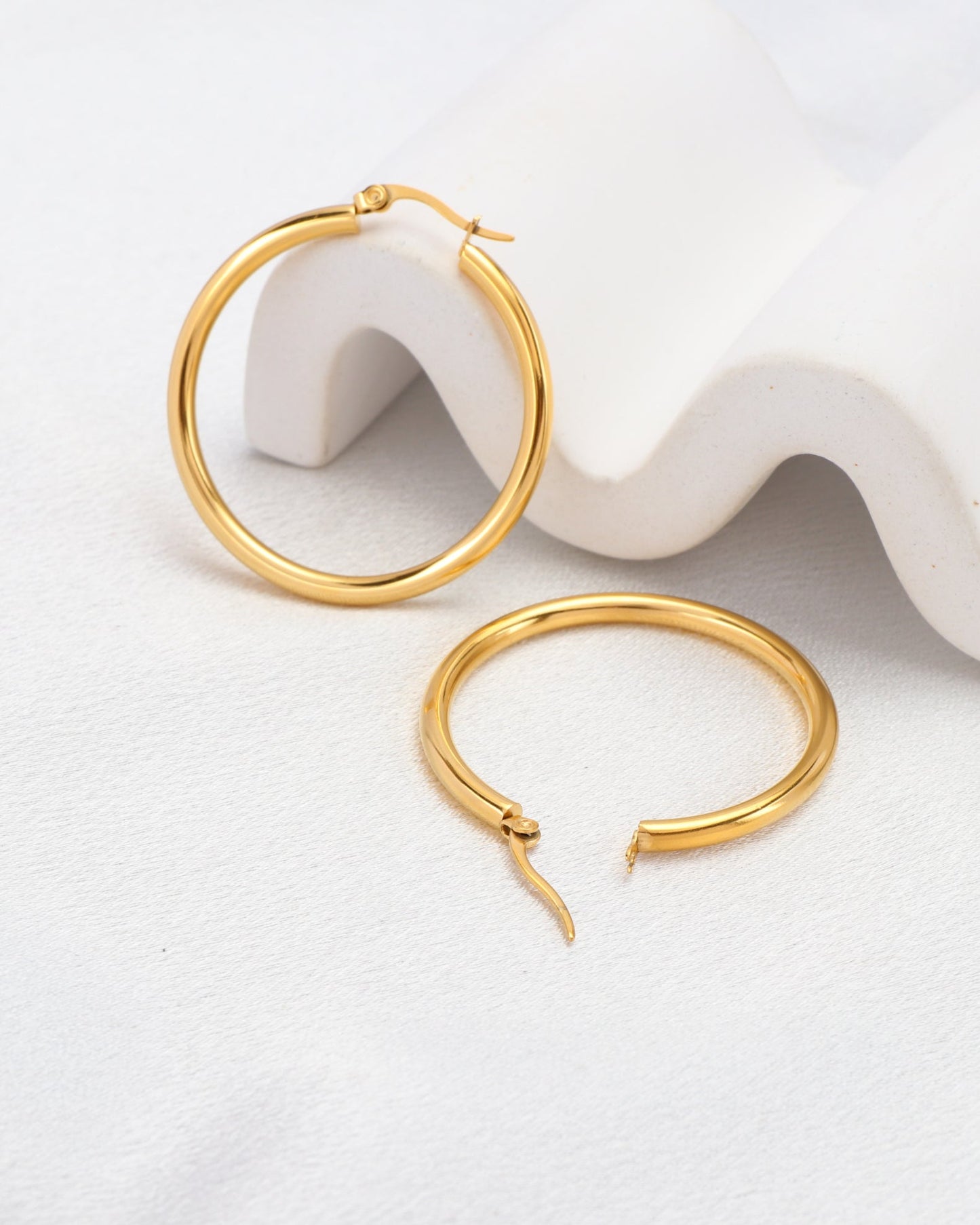 Image of Accessories. Product name - Eloise Gold Hoop Earrings in Gold colour by brand - Heychic