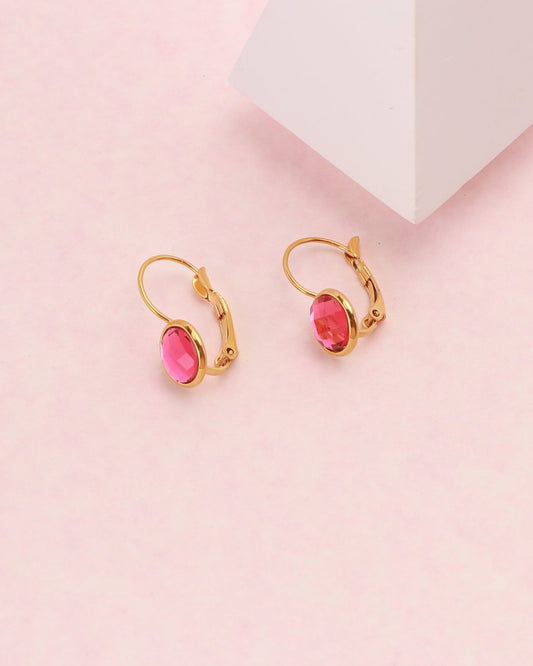 Heychic Jemima Crystal Gold Earrings (Pink)