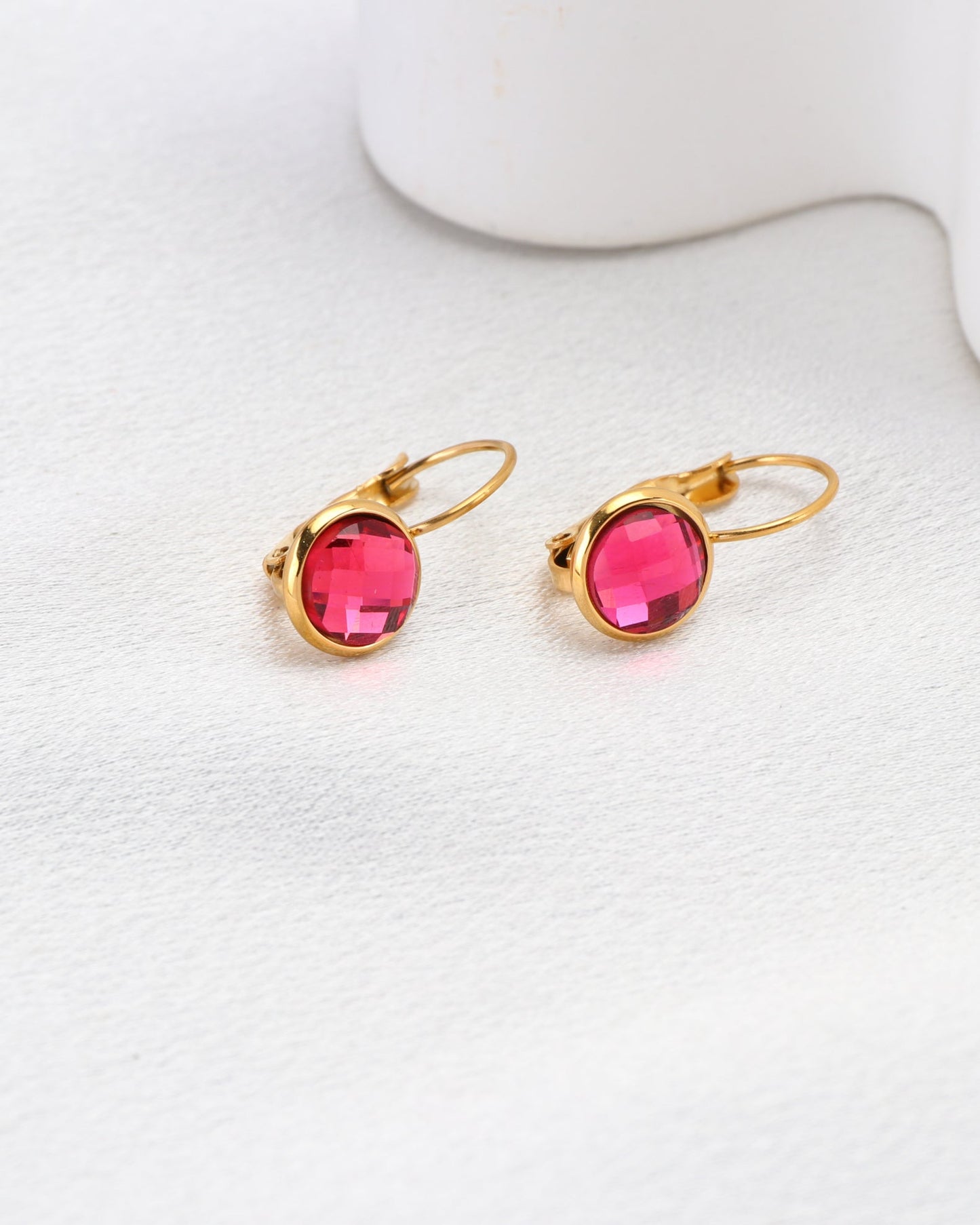 Heychic Jemima Crystal Gold Earrings (Pink)