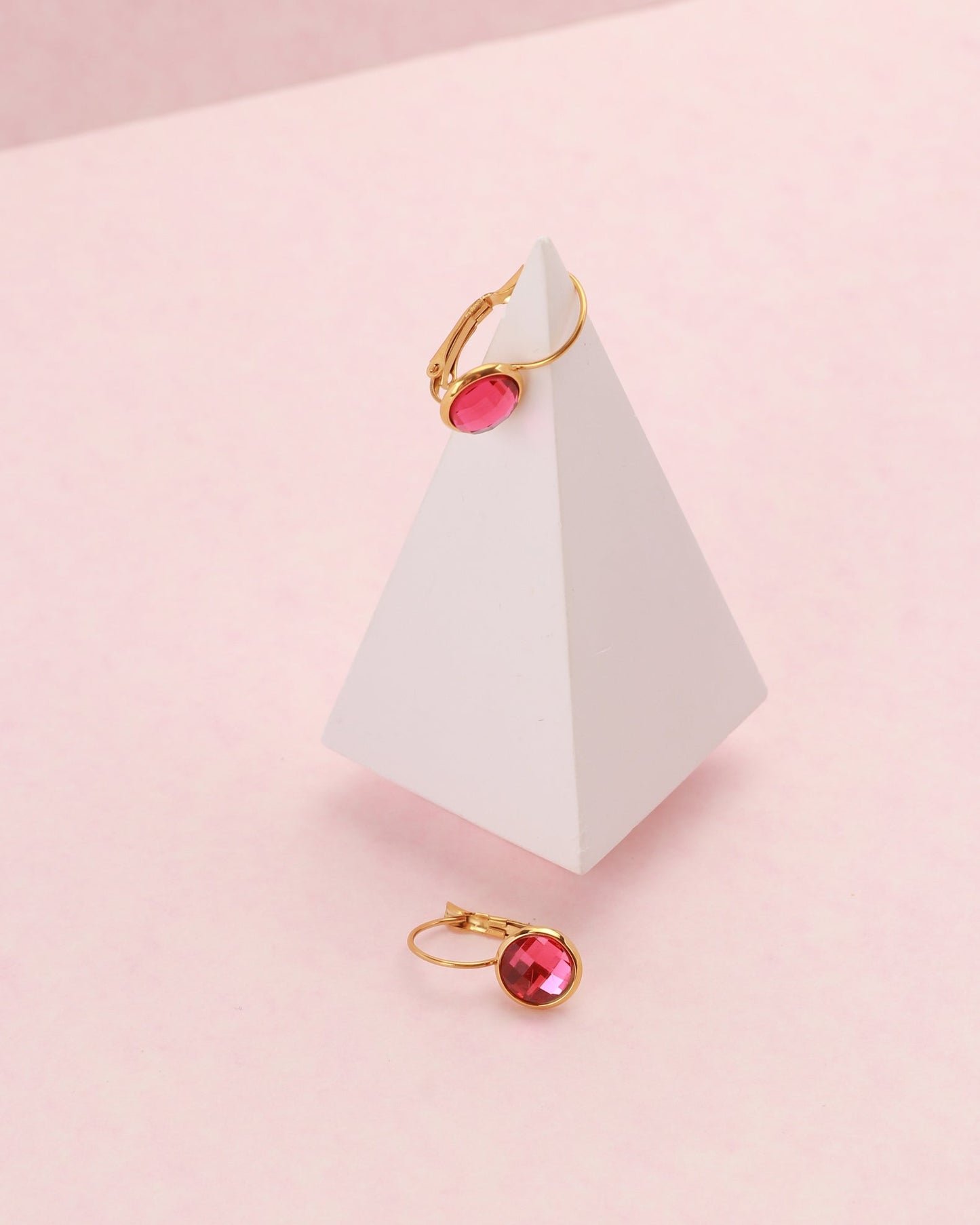 Heychic Jemima Crystal Gold Earrings (Pink)