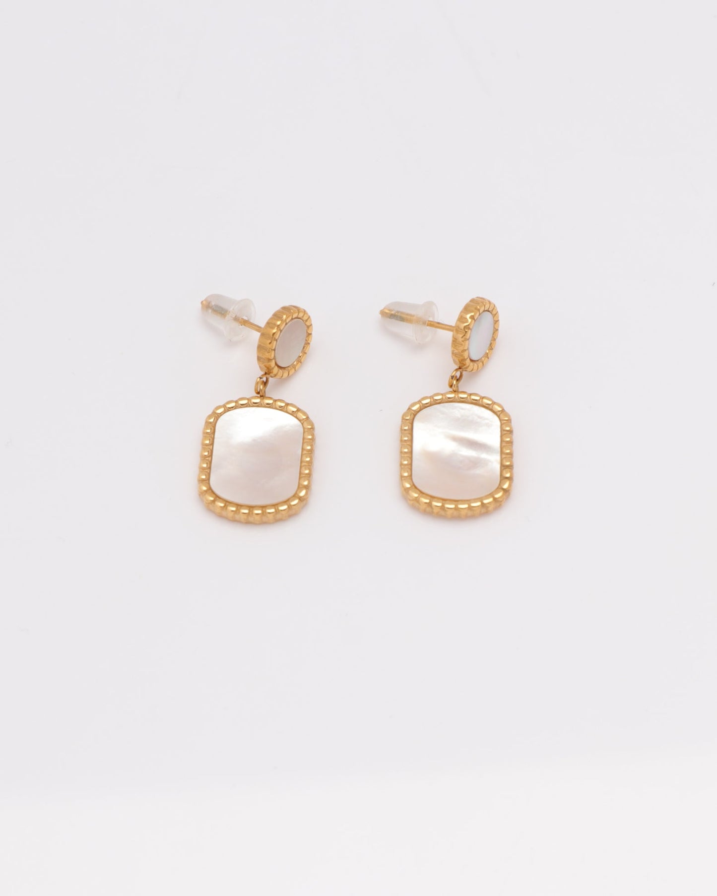 Image of Accessories. Product name - Skylar Shell Gold Earrings in Gold colour by brand - Heychic