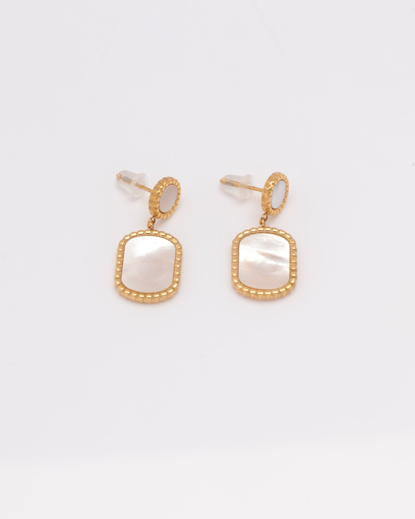 Image of Accessories. Product name - Skylar Shell Gold Earrings in Gold colour by brand - Heychic