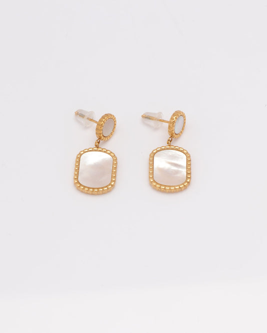 Image of Accessories. Product name - Skylar Shell Gold Earrings in Gold colour by brand - Heychic