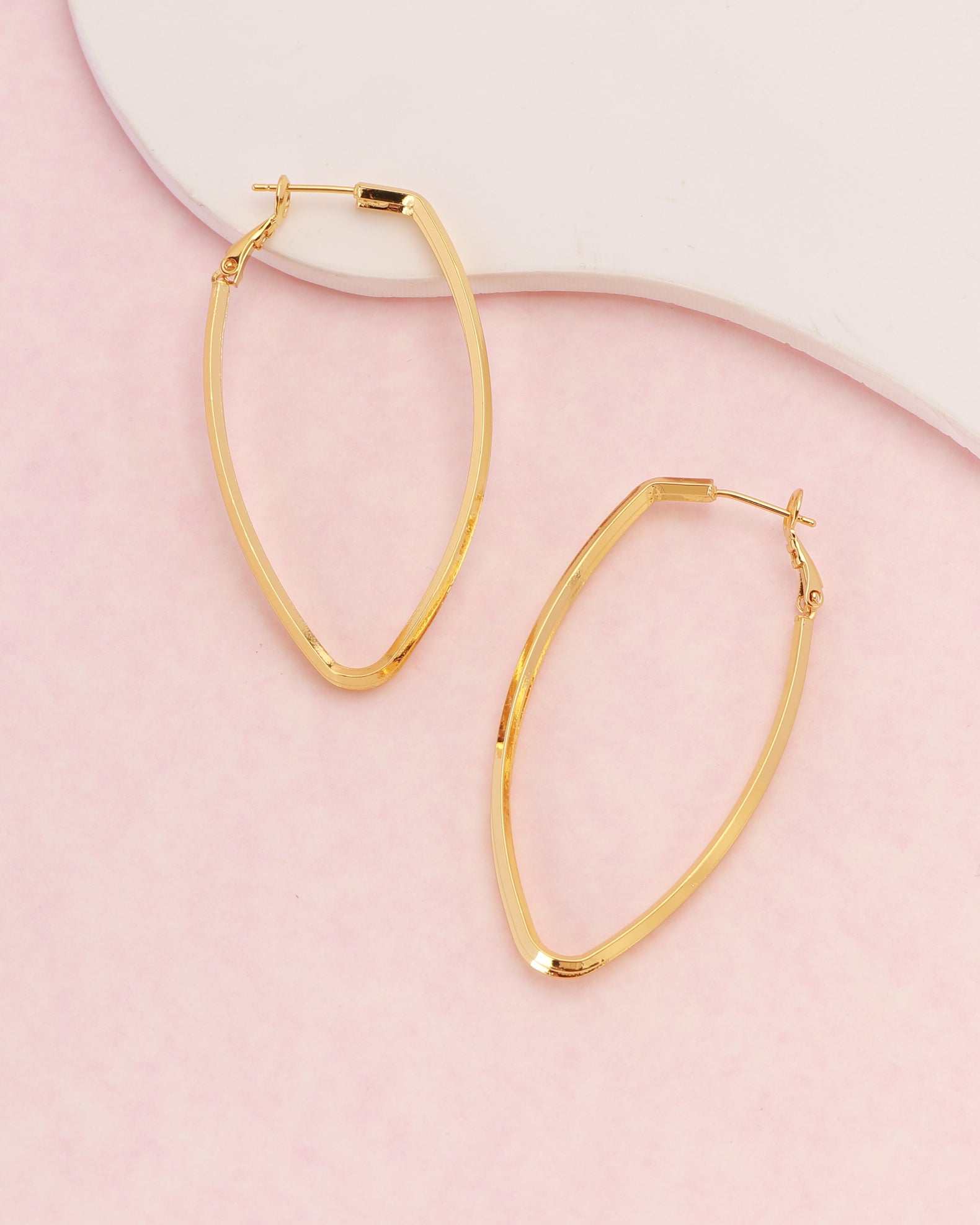 Image of Accessories. Product name - Pyra Gold Irregular Hoop Earrings in Gold colour by brand - Heychic