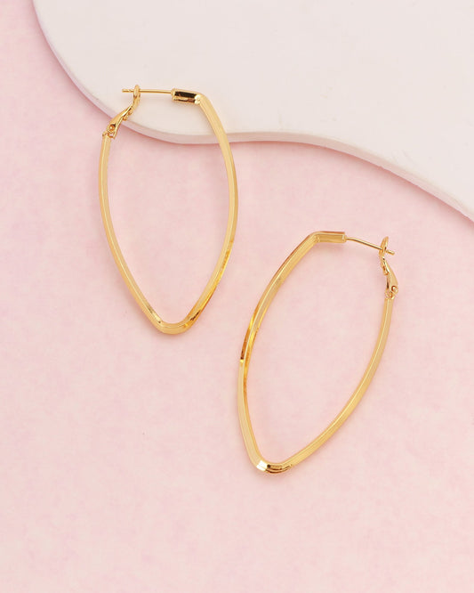 Image of Accessories. Product name - Pyra Gold Irregular Hoop Earrings in Gold colour by brand - Heychic