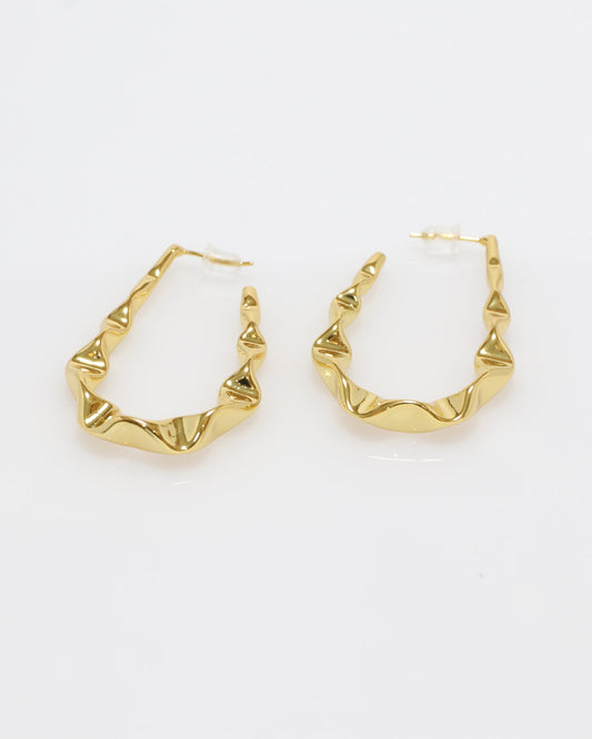 Image of Accessories. Productname: Lyra Gold Irregular Texturised Enveloping Earrings in Gold colour by brand - Heychic