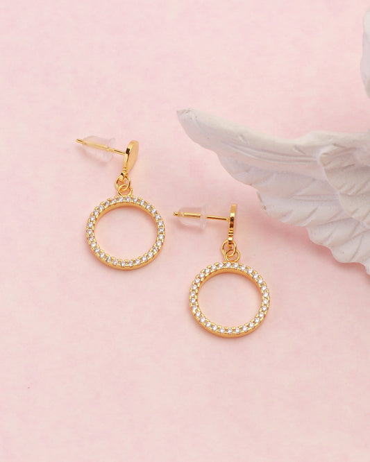 Image of Accessories. Productname: Yana Gold Zirconia Circle Earrings in Gold colour by brand - Heychic