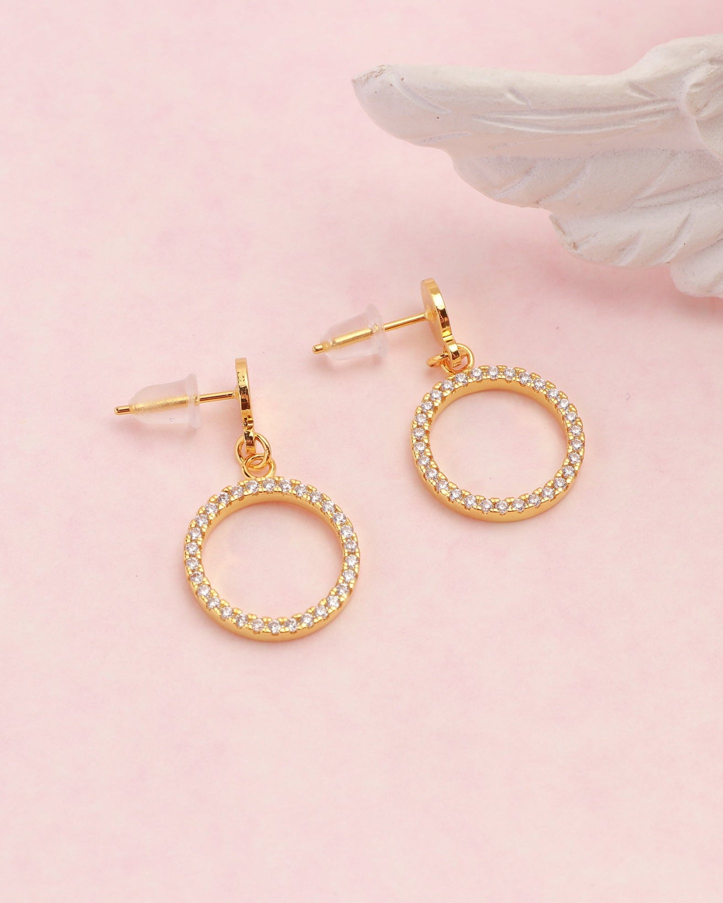 Heychic Yana Zirconia Circle Earrings (Gold)