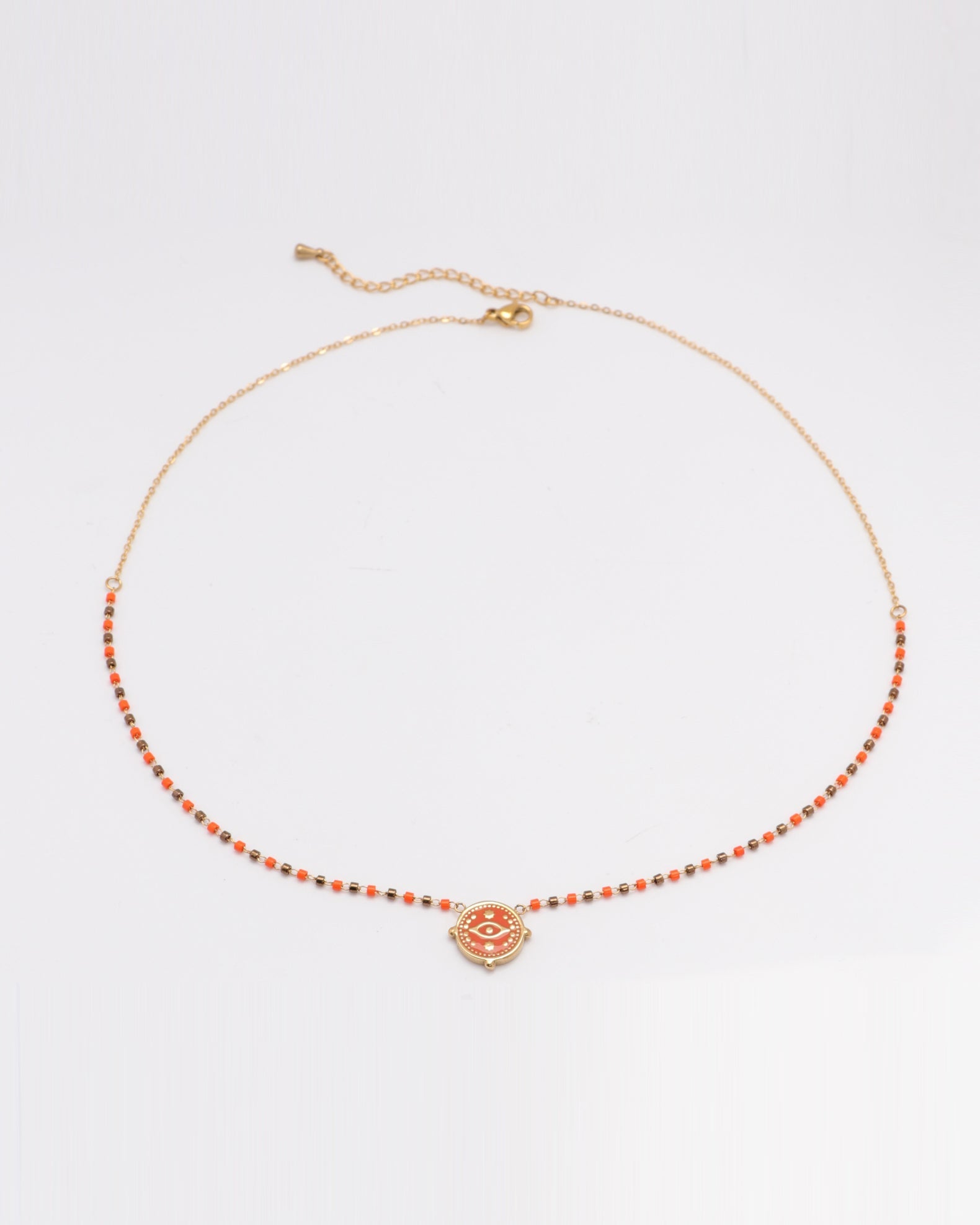 Image of Accessories. Productname: Mystara Red Evil Eye Beaded Necklace in Red colour by brand - Heychic