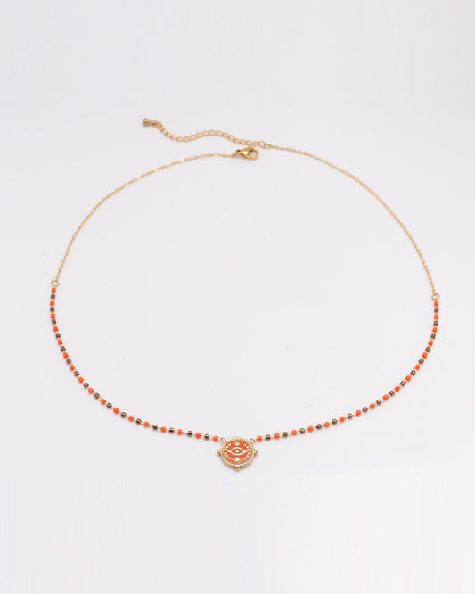 Image of Accessories. Productname: Mystara Red Evil Eye Beaded Necklace in Red colour by brand - Heychic